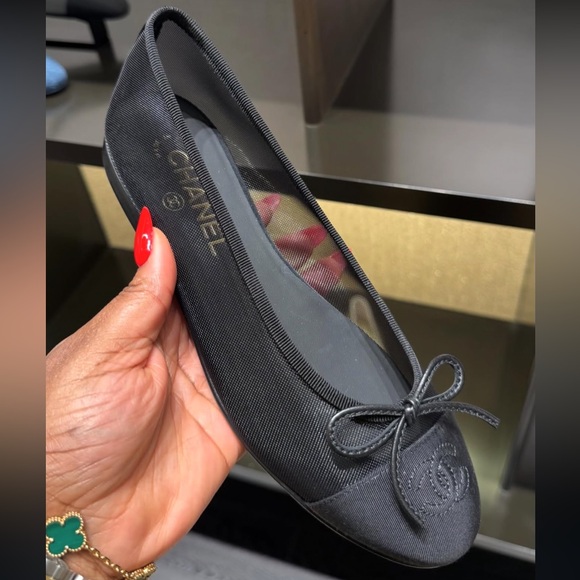 Chanel mesh ballerinas black 38